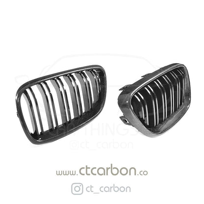 BMW M2 OG F87 (2015-2018) & 2 Series F22 (2014-2020) Carbon Fibre/Fiber Kidney Grilles | Front Grill Radiator Grille Replacement Pair | Aftermarket CT Carbon | Not for M2 Competition