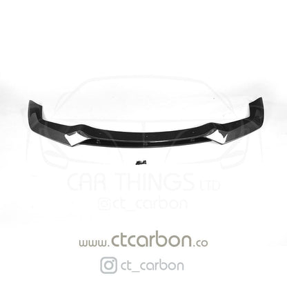 BMW M2 F87 N55 (2016-2018) Carbon Fibre/Carbon Fiber Front Lip Splitter Spoiler – V-Style V Profile by CT Carbon | Front Bumper Lower Valance Extension | OG M2 Aero Body Kit Lip Upgrade UK