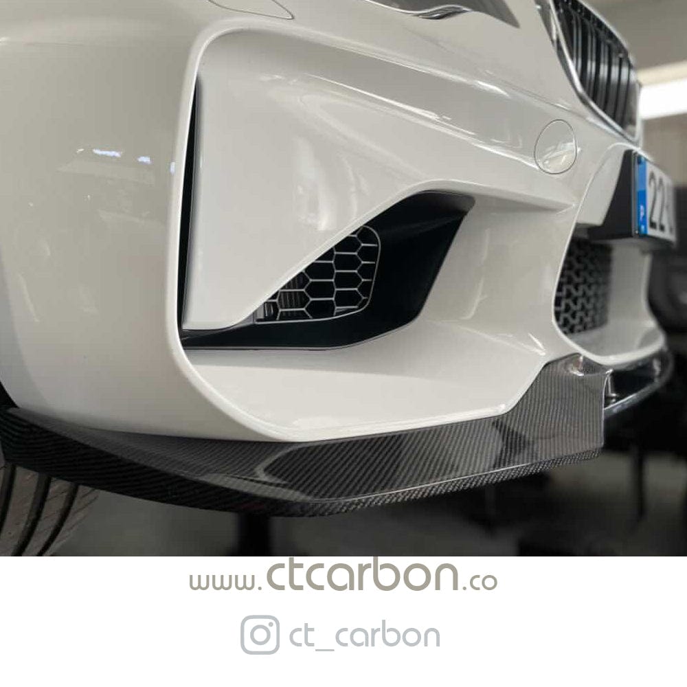 BMW M2 F87 N55 (2016–2018) Pre-LCI V-Style Carbon Fibre (Carbon Fiber) Front Lip Splitter Spoiler | OG M2 Bumper Lip/Chin Spoiler | CT Carbon Aero Upgrade Front Valance (Not for M2 Competition)