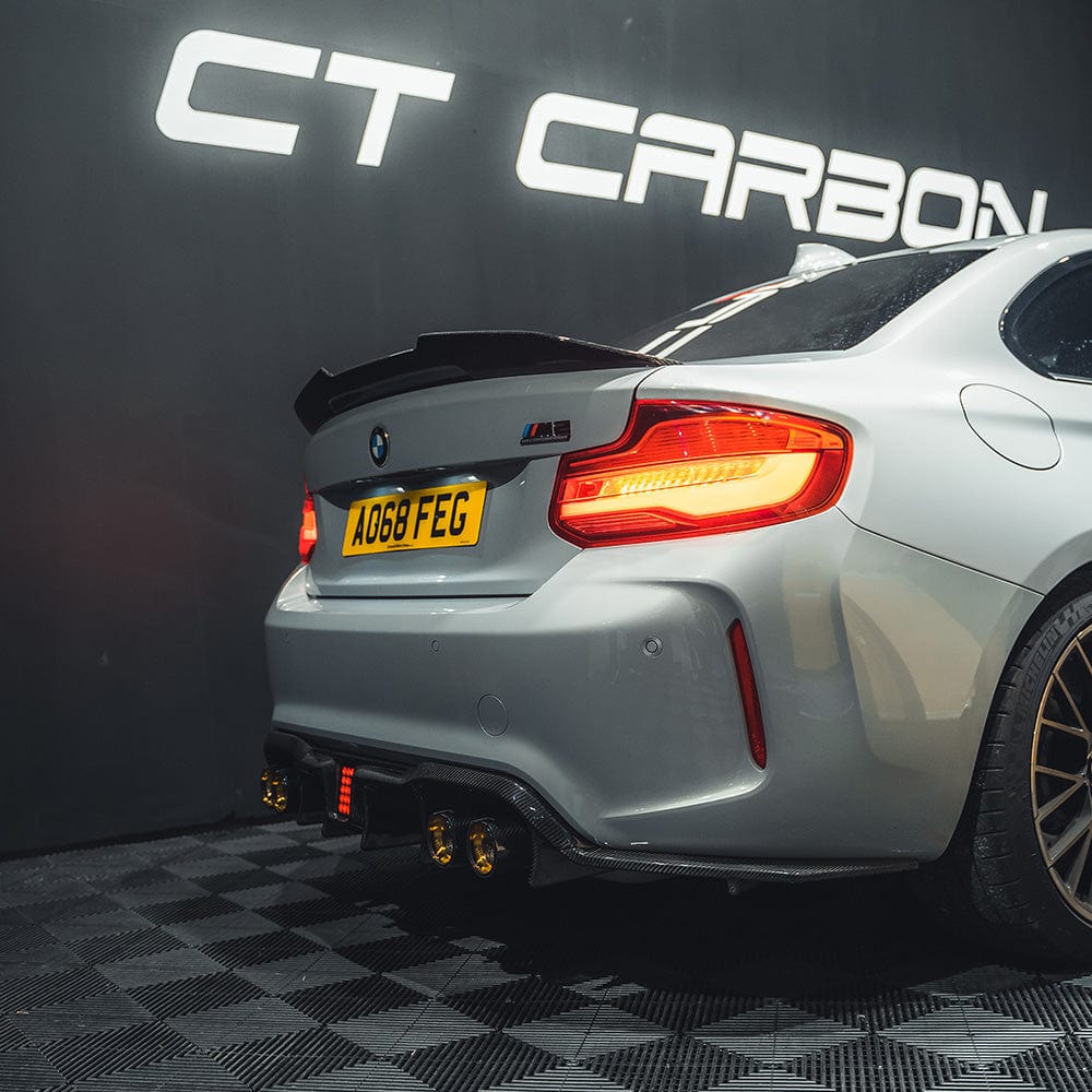 CT Carbon Rear Diffuser/Valance for BMW M2 F87 & M2C (2016-2021) – Gloss Carbon Fibre Rear Lower Bumper Trim/Skirt Insert | CFRP Performance Rear Lip Body Kit Upgrade