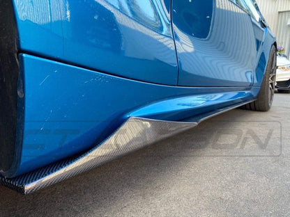 BMW M2 / M2 Competition F87 Coupe Carbon Fibre Side Skirts - MT Style Side Skirt Extensions, Rocker Panel Side Splitters, Sill Extensions, Side Blades - 2016-2021 | Carbon Fiber Aero by CT Carbon