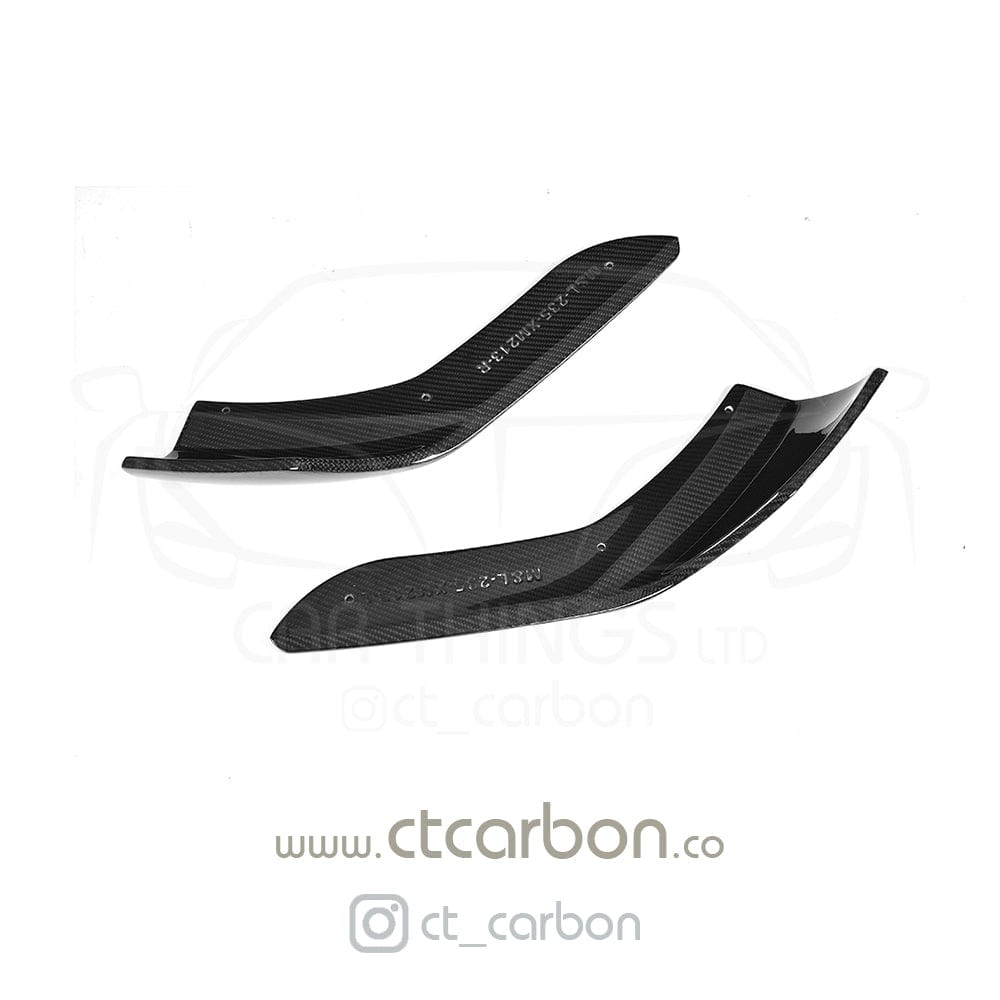 BMW M2 / M2 Competition F87 Carbon Fibre Front Splitter Corner Extensions – M Performance Style Canards/Aero Blades Winglets (Pair) | CT Carbon Front Bumper Spoilers Lip Add-Ons 2015-2018 M2, 2018-2021 M2C