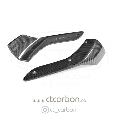 BMW M2 / M2 Competition F87 Carbon Fibre Front Splitter Corner Extensions – M Performance Style Canards/Aero Blades Winglets (Pair) | CT Carbon Front Bumper Spoilers Lip Add-Ons 2015-2018 M2, 2018-2021 M2C