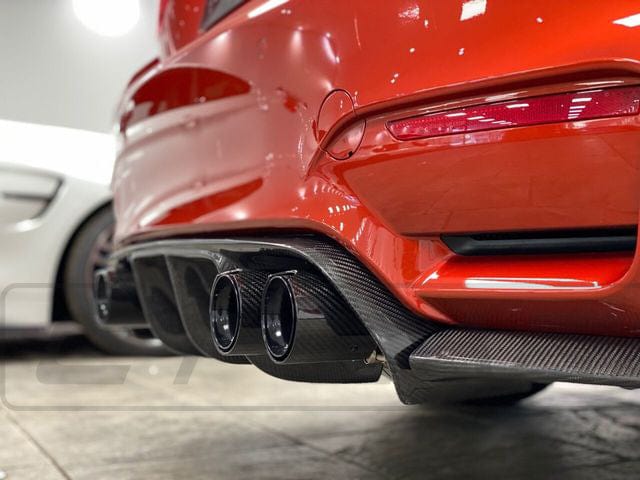 BMW M2 M3 M4 M5 F-Series Carbon Fibre Exhaust Tips – Gloss Black Quad Exit Tailpipe Finishers/Muffler Tips (Set of 4) | F10 F80 F82 F83 F87 | M Performance Style by CT Carbon