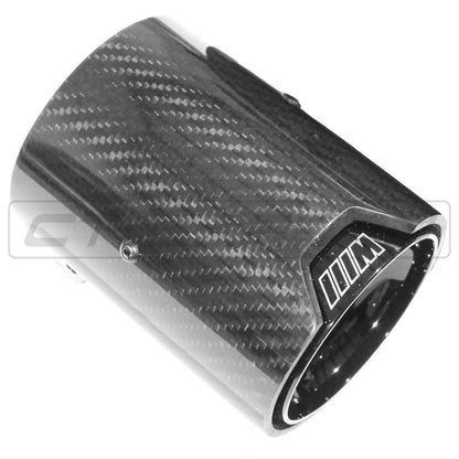 BMW M2 M3 M4 M5 (F87 F80 F82 F83 F10) Carbon Fibre/Fiber Exhaust Tips - Gloss Black Tailpipe Trims/Muffler Tip Covers, Quad Exit/Outlet Set x4, M Performance Style by CT Carbon (2009-2021)