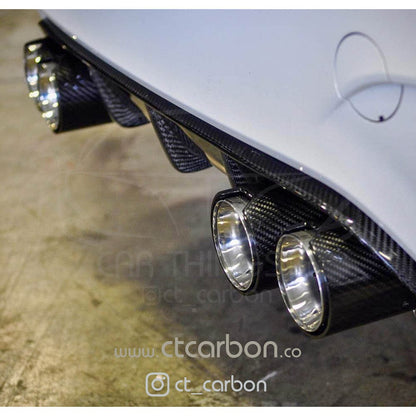 BMW M2/M2 Competition M3 M4 M5 (F87 F80 F82 F83 F10) Carbon Fibre/Fiber Chrome Exhaust Tips x4 – Quad Tailpipe Tips, Tailpipe Finishers, Tail Trims, M Performance Style