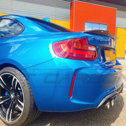 CT Carbon Gloss Carbon Fibre Tailpipe/Exhaust Tips (Quad x4) for BMW F-Series M2/M3/M4/M5 F10 F80 F82 F83 F87 - Chrome Accent OEM-Style Muffler Tip Finishers 2009-2021