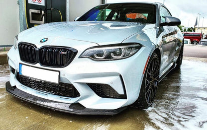 BMW M2 Competition F87 2018+ Carbon Fibre/Carbon Fiber Front Lip Splitter Spoiler - GTS Style/GTS Look Gloss Carbon - M2C Front Bumper Lip Chin Spoiler Front Valance Body Kit OEM+ Aero Upgrade