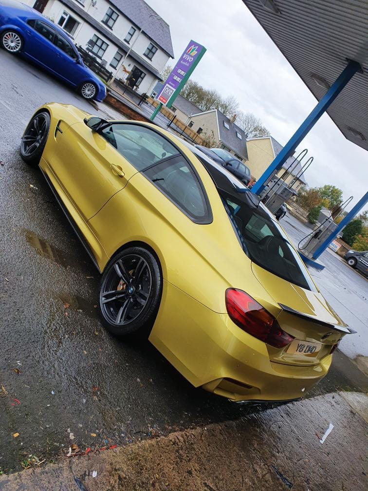 BMW M3 F80 2014-2020 Saloon/Sedan 4-Door Full Carbon Fibre/Fiber Body Kit - M Performance Style Aero Pack: Front Lip Splitter, Side Skirt Extensions, V Boot Spoiler, DTM Rear Diffuser w/ Light - CT Carbon