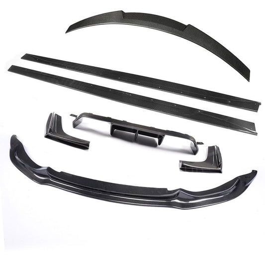 BMW M3 F80 Saloon/Sedan Full Carbon Fibre/Carbon Fiber Body Kit V Style – Front Lip Splitter, MP Style Side Skirts, Rear Diffuser & Boot/Trunk Lip Spoiler (2014–2020) CF Aero Lip Kit