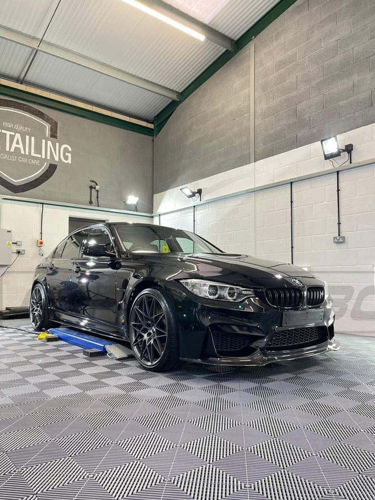BMW M3 F80 Saloon/Sedan 2014-2020 Carbon Fibre/Fiber Body Kit – V Style Aero Pack: Front Lip Splitter, Side Skirt Extensions (M Performance Style), Rear Diffuser, Boot Lip Spoiler | Full Exterior Styling Upgrade