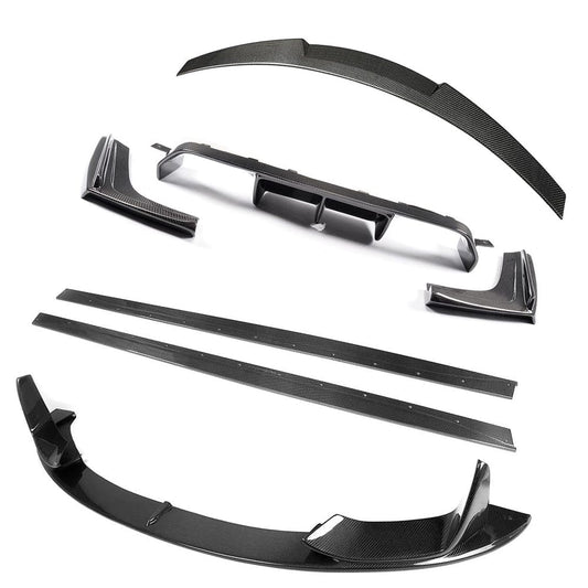 BMW M3 F80 Saloon/Sedan 2014–2020 Full Carbon Fibre Body Kit V1 – CT Carbon M Performance Style Front Lip Splitter, Side Skirt Extensions, V Style Rear Diffuser & Boot/Trunk Lip Spoiler – Real Carbon Aero Styling Pack