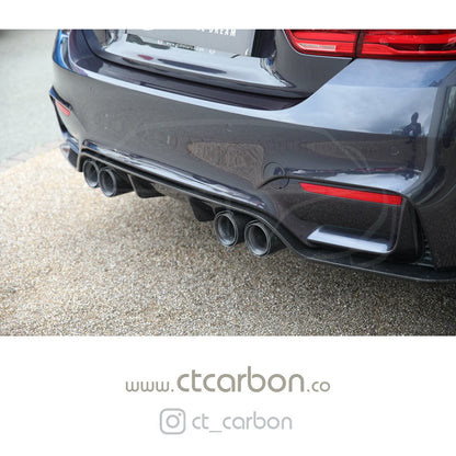 BMW M3/M4 F80 F82 F83 (F8X) Rear Bumper Diffuser – Carbon Fiber/Fibre 3D Style Rear Valance Splitter Insert Lip 2014-2020 | CT Carbon