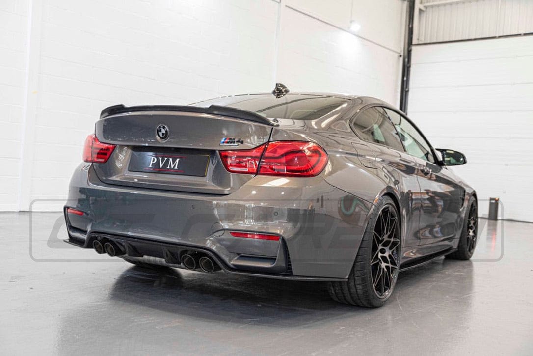 BMW M3/M4 F80 F82 F83 Carbon Fibre Rear Diffuser Valance - 3D Style, M Performance Style Gloss Carbon Rear Splitter/Lower Bumper Insert/Rear Lip, Quad Exhaust Compatible, OEM Fit (2014-2020) CT Carbon