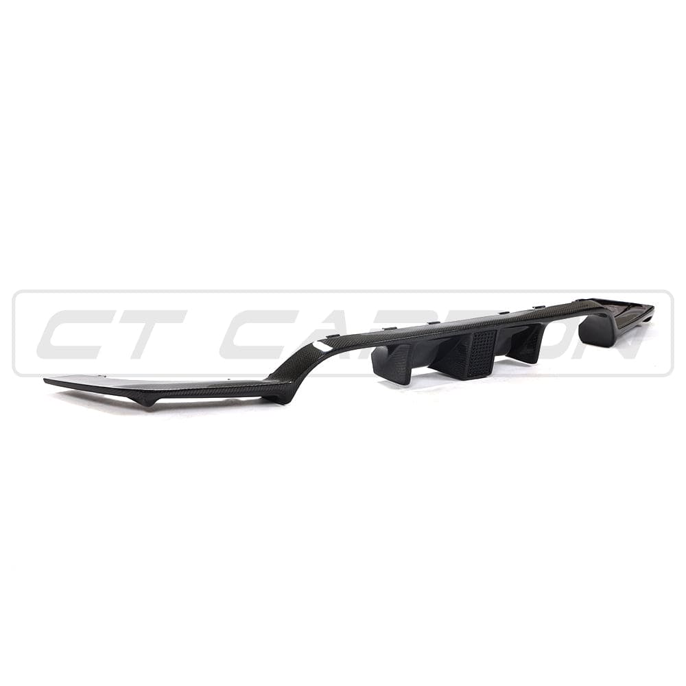BMW M3/M4 F80 F82 F83 Rear Diffuser/Valance with DTM-Style Centre Brake Light – Gloss Carbon Fibre (Carbon Fiber) Rear Bumper Skirt Insert Aero Upgrade (2014–2020 F8X Saloon Coupé Convertible)