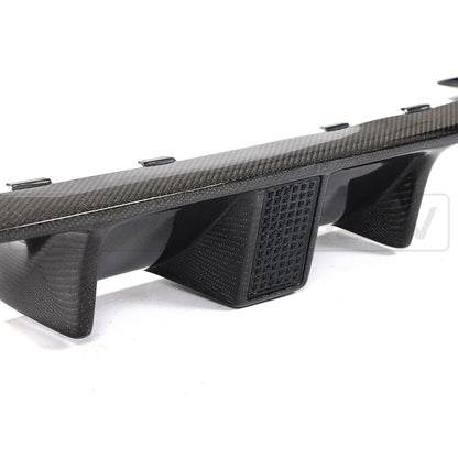 BMW M3/M4 F80 F82 F83 Rear Diffuser/Valance with DTM-Style Centre Brake Light – Gloss Carbon Fibre (Carbon Fiber) Rear Bumper Skirt Insert Aero Upgrade (2014–2020 F8X Saloon Coupé Convertible)