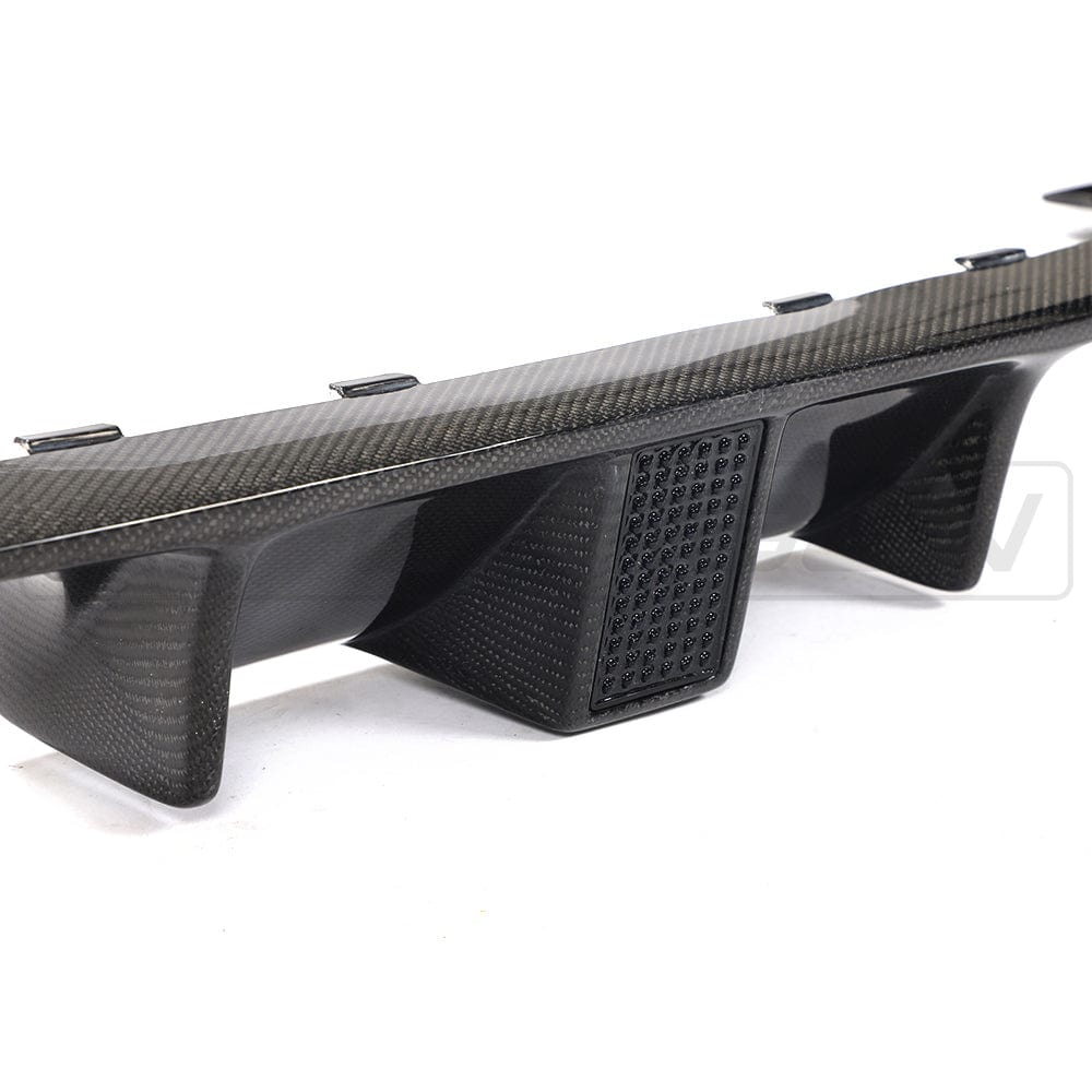 BMW M3/M4 F80 F82 F83 Carbon Fibre (Carbon Fiber) Rear Diffuser/Valance with Centre Brake Light - DTM Motorsport & M Performance Style Gloss Carbon Bumper Insert Splitter (201