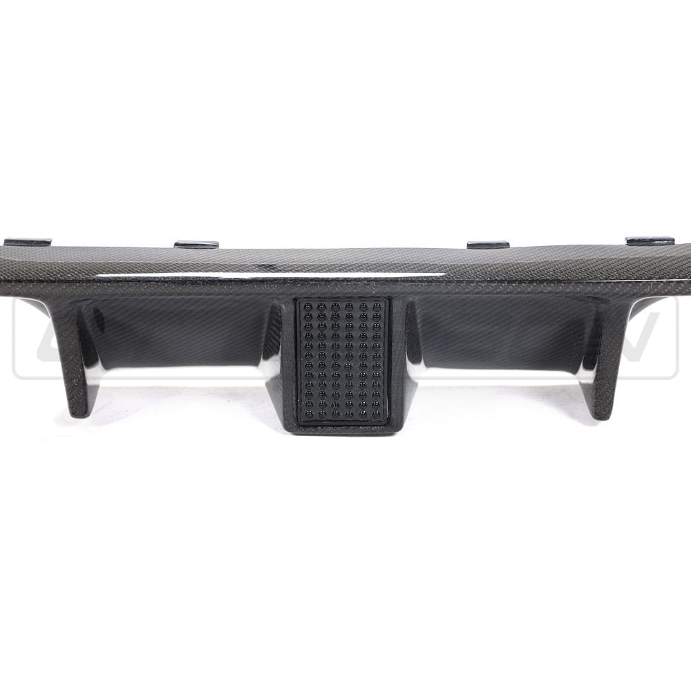 BMW M3/M4 F80 F82 F83 Rear Diffuser/Valance with DTM-Style Centre Brake Light – Gloss Carbon Fibre (Carbon Fiber) Rear Bumper Skirt Insert Aero Upgrade (2014–2020 F8X Saloon Coupé Convertible)