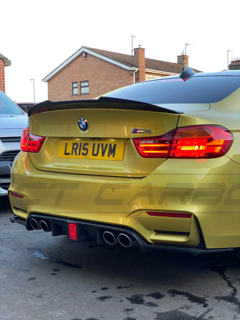 CT Carbon BMW M3/M4 F80 F82 F83 F8X Rear Diffuser & Rear Valance - DTM Light (Centre LED Brake Light) - Gloss Carbon Fibre (Carbon Fiber) Bumper Insert/Splitter 2014-2020