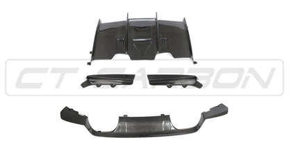 BMW M3/M4 F80 F82 F83 Rear Diffuser / Valance (2014-2020) Gloss Carbon Fibre/Fiber - PS/PSM/M Performance Style Rear Bumper Trim, F8X Carbon Rear Splitter Insert by CT Carbon