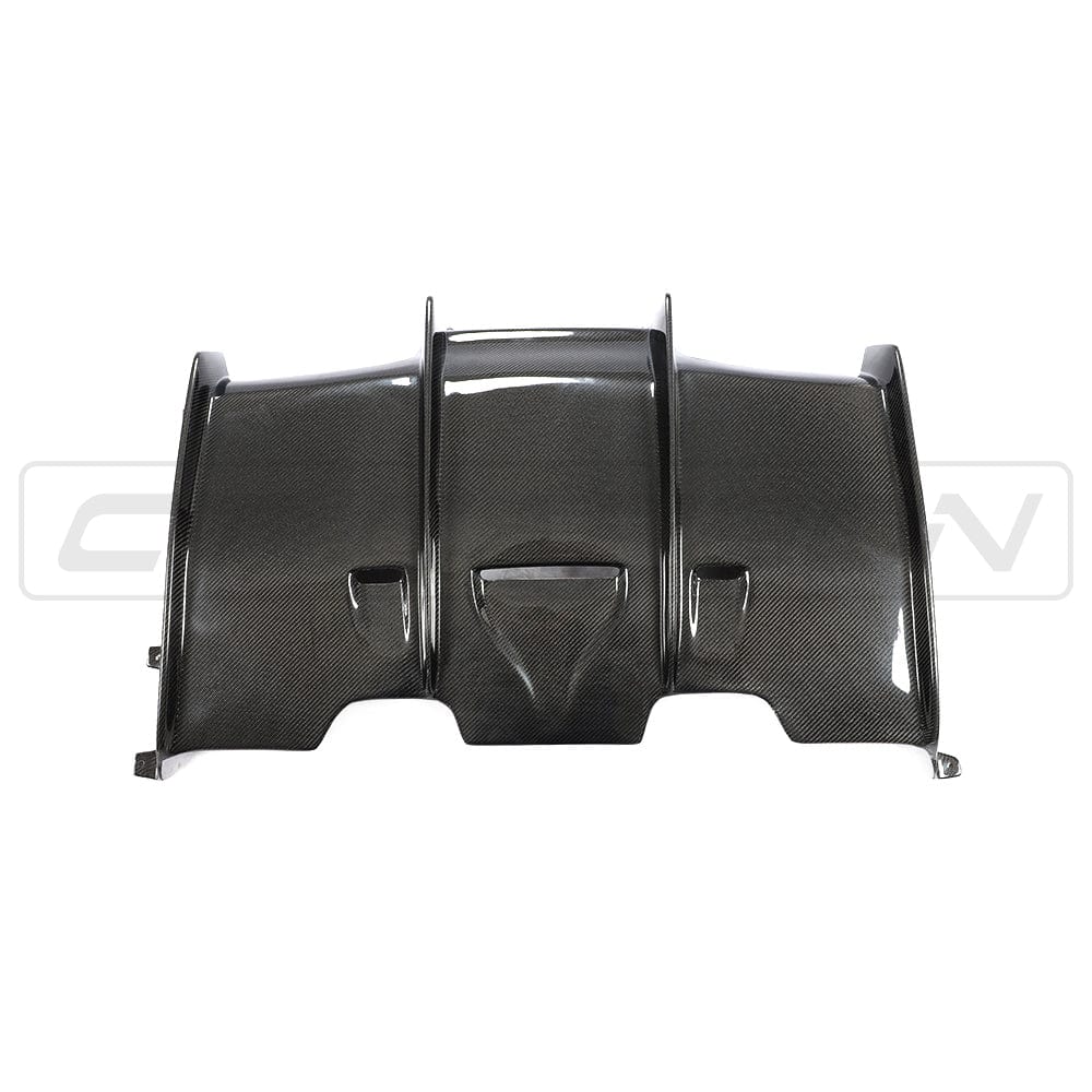 BMW M3/M4 F80 F82 F83 Rear Diffuser / Valance - Carbon Fibre/Fiber (Gloss) PS Style - F8X Rear Bumper Insert Splitter Lip, Quad Exhaust Surround, M Performance Look - 2014-2020 | CT Carbon