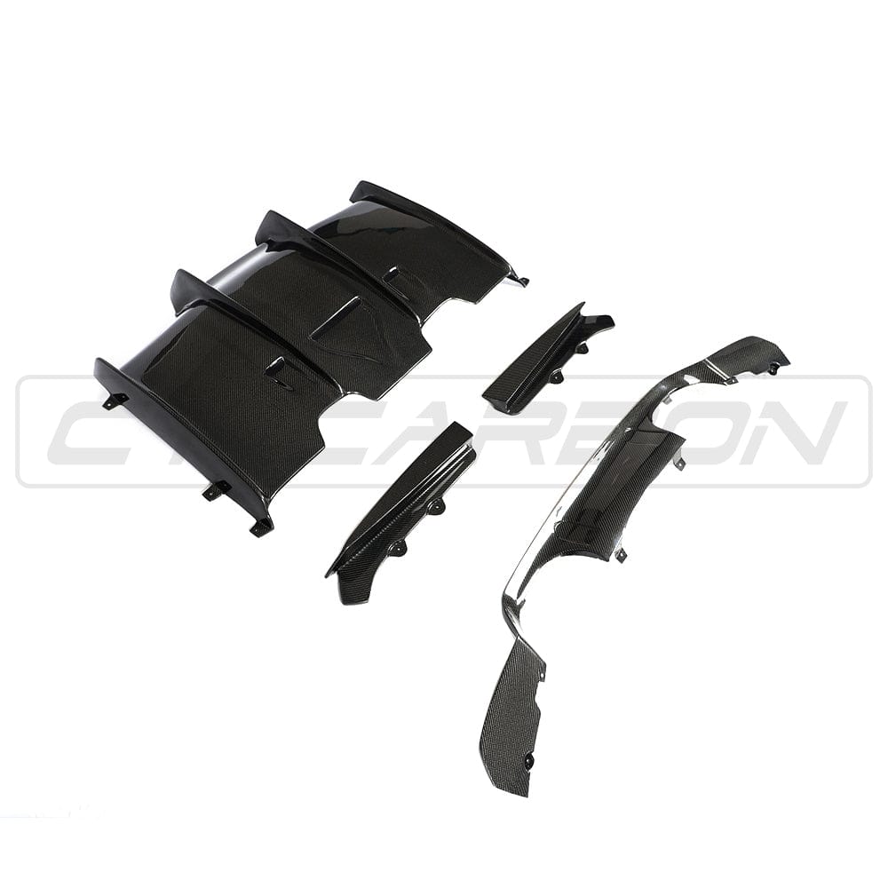 BMW M3/M4 F80 F82 F83 Rear Diffuser / Valance (2014-2020) Gloss Carbon Fibre/Fiber - PS/PSM/M Performance Style Rear Bumper Trim, F8X Carbon Rear Splitter Insert by CT Carbon