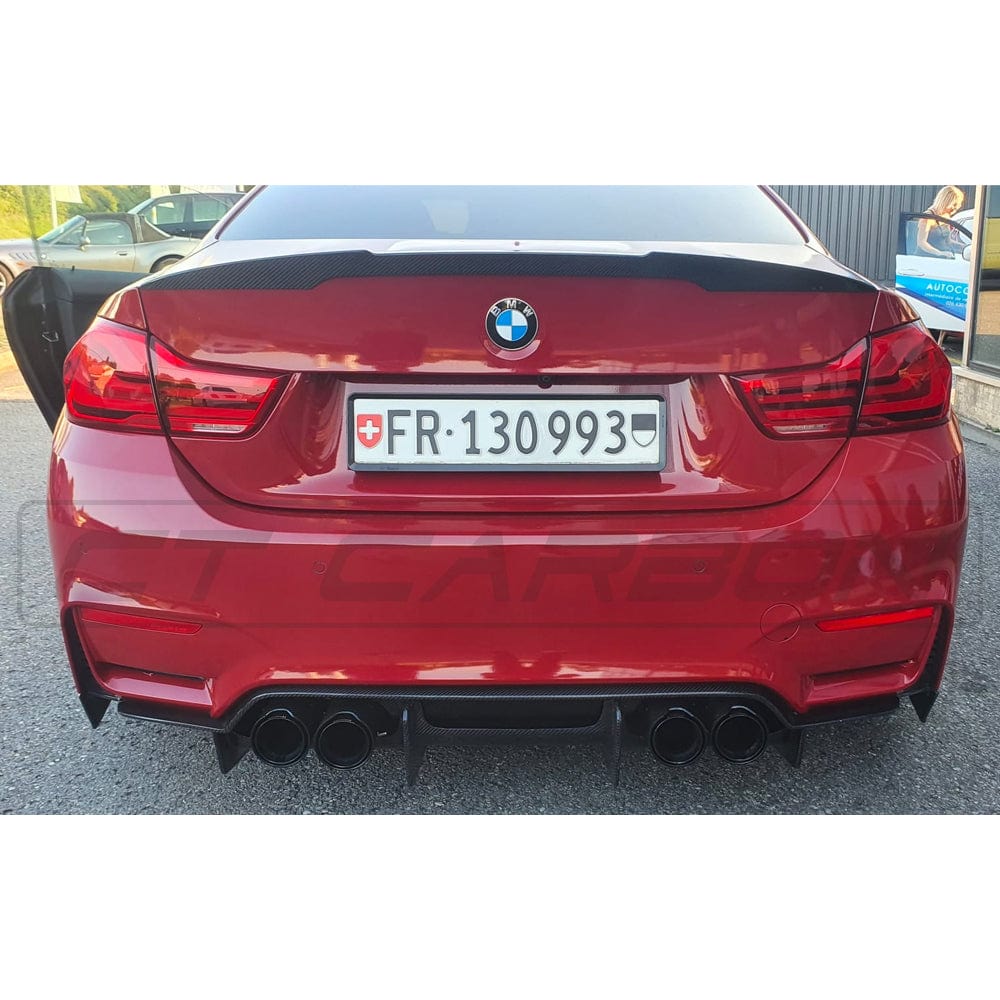 BMW M3/M4 F80 F82 F83 (F8X) PS Style Carbon Fibre/Fiber Rear Diffuser – Rear Valance Splitter Lip 2014–2020 | CT Carbon Rear Bumper Insert Aero Upgrade