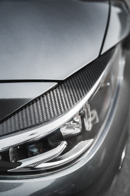 BMW M3/M4 F80 F82 F83 (F8X) Carbon Fibre/Fiber Headlight Eyelids Eyebrows Covers – M Performance Style Light Brows 2014-2020 | CT Carbon Headlamp Trim