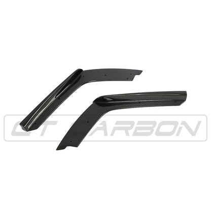 BMW M3/M4 F80 F82 F83 Carbon Fibre Rear Spats Corner Splitters Canards – Lower Bumper Extensions/Winglets, Rear Valance Corner Trims / Rear Bumper Corners, M Performance Style (2014–2020 F8X) Carbon Fiber, V-Style Diffuser Look