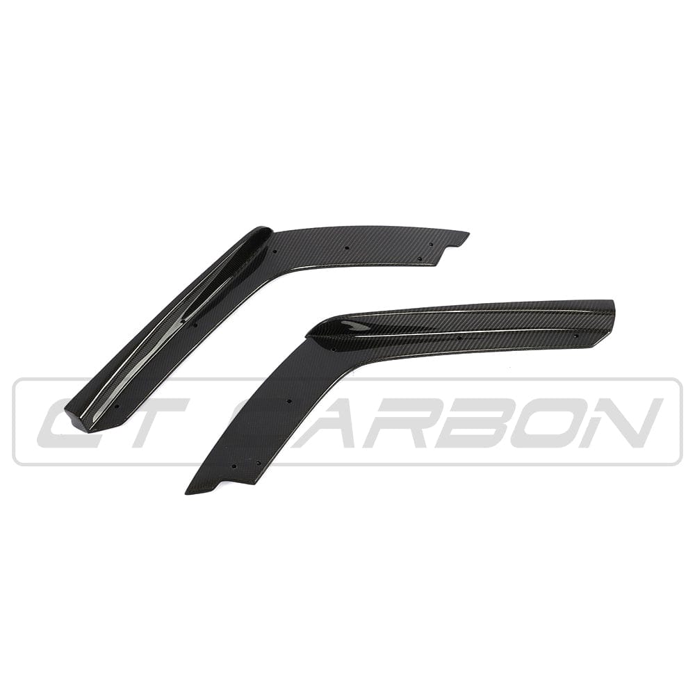 BMW M3/M4 F80 F82 F83 Carbon Fibre (Carbon Fiber) Rear Bumper Spats Corner Splitters Diffuser Extensions | CT Carbon Rear Corner Trims | M Performance Compatible V-Style Gloss Carbon Rear Apron End Caps (2014-2020 F8X)