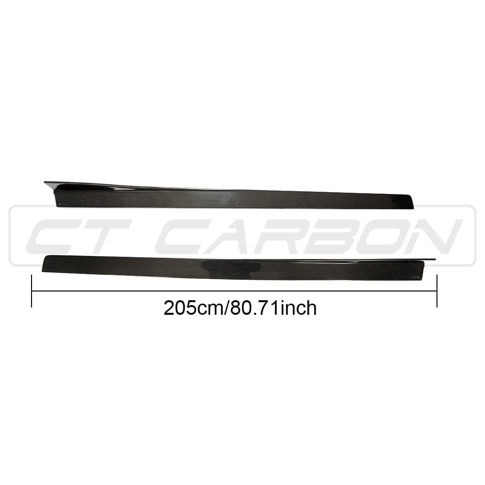 BMW M3/M4 F80 F82 F83 (F8X) 2014-2020 Carbon Fibre Side Skirt Extensions / Rocker Panels / Sill Blades – 3D Design Gloss Carbon Side Splitters by CT Carbon