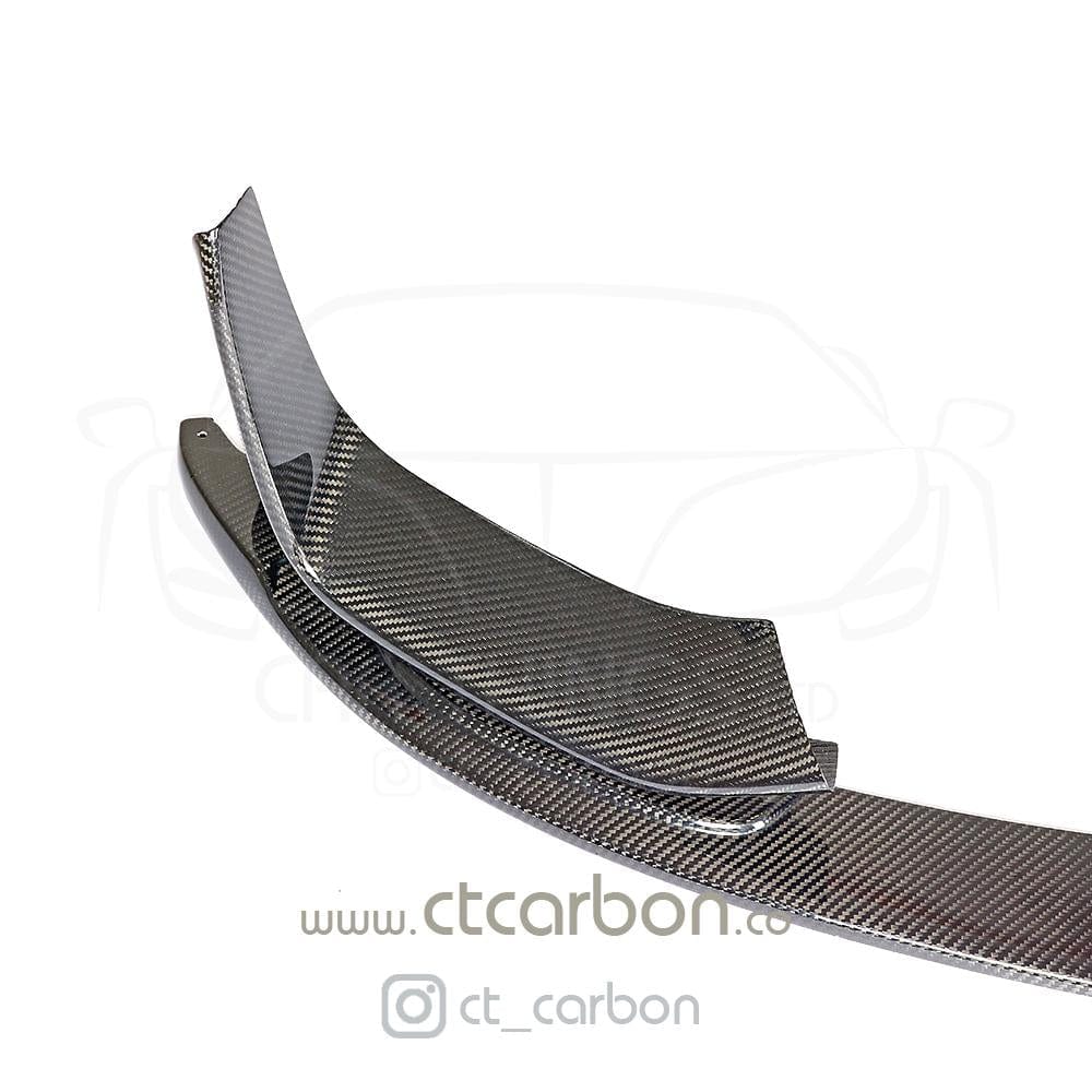 CT Carbon BMW M3/M4 F80 F82 F83 2014-2020 Carbon Fibre Front Lip Splitter (3-Piece) - M Performance/MP Style Chin Spoiler Front Bumper Lip Aero Kit - Fits M3 Saloon & M4 Coupe/Convertible