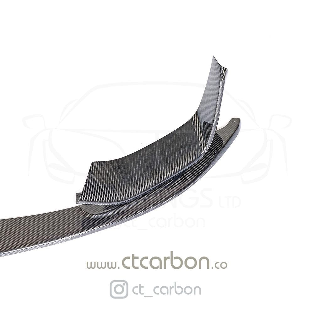 CT Carbon BMW M3/M4 F80 F82 F83 2014-2020 Carbon Fibre Front Lip Splitter (3-Piece) - M Performance/MP Style Chin Spoiler Front Bumper Lip Aero Kit - Fits M3 Saloon & M4 Coupe/Convertible