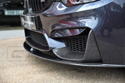 CT Carbon BMW M3/M4 F80 F82 F83 2014-2020 Carbon Fibre Front Lip Splitter (3-Piece) - M Performance/MP Style Chin Spoiler Front Bumper Lip Aero Kit - Fits M3 Saloon & M4 Coupe/Convertible