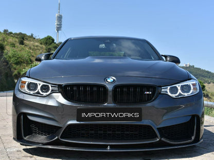 CT Carbon BMW M3/M4 F80 F82 F83 2014-2020 Carbon Fibre Front Lip Splitter (3-Piece) - M Performance/MP Style Chin Spoiler Front Bumper Lip Aero Kit - Fits M3 Saloon & M4 Coupe/Convertible