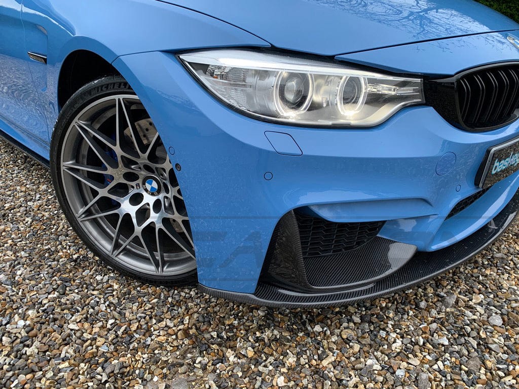 BMW M3/M4 F80 F82 F83 2014-2020 Carbon Fibre (Carbon Fiber) Front Lip Splitter 3 Piece (3pc) – M Performance MP Style Chin Spoiler / Front Bumper Lip Diffuser – F8X Gloss Carbon CT Carbon