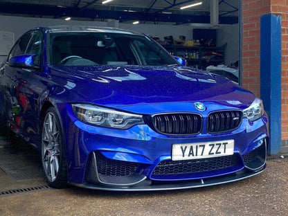 CT Carbon BMW M3/M4 F80 F82 F83 2014-2020 Carbon Fibre Front Lip Splitter (3-Piece) - M Performance/MP Style Chin Spoiler Front Bumper Lip Aero Kit - Fits M3 Saloon & M4 Coupe/Convertible