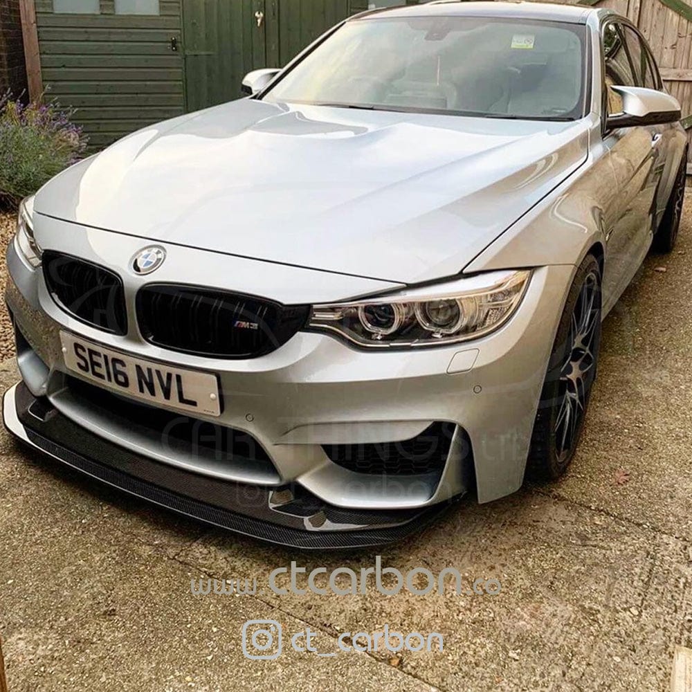 BMW M3/M4 F80 F82 F83 Carbon Fibre/Carbon Fiber Front Lip | GTS Style Front Splitter/Front Spoiler | Gloss Carbon Bumper Lip | CT Carbon F8X (2014-2020) M Performance Look