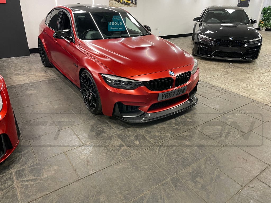 BMW M3/M4 F80 F82 F83 Carbon Fibre/Carbon Fiber Front Lip Splitter Spoiler - GTS & M Performance Style Gloss Front Bumper Chin Lip Aero Valance 2014-2020