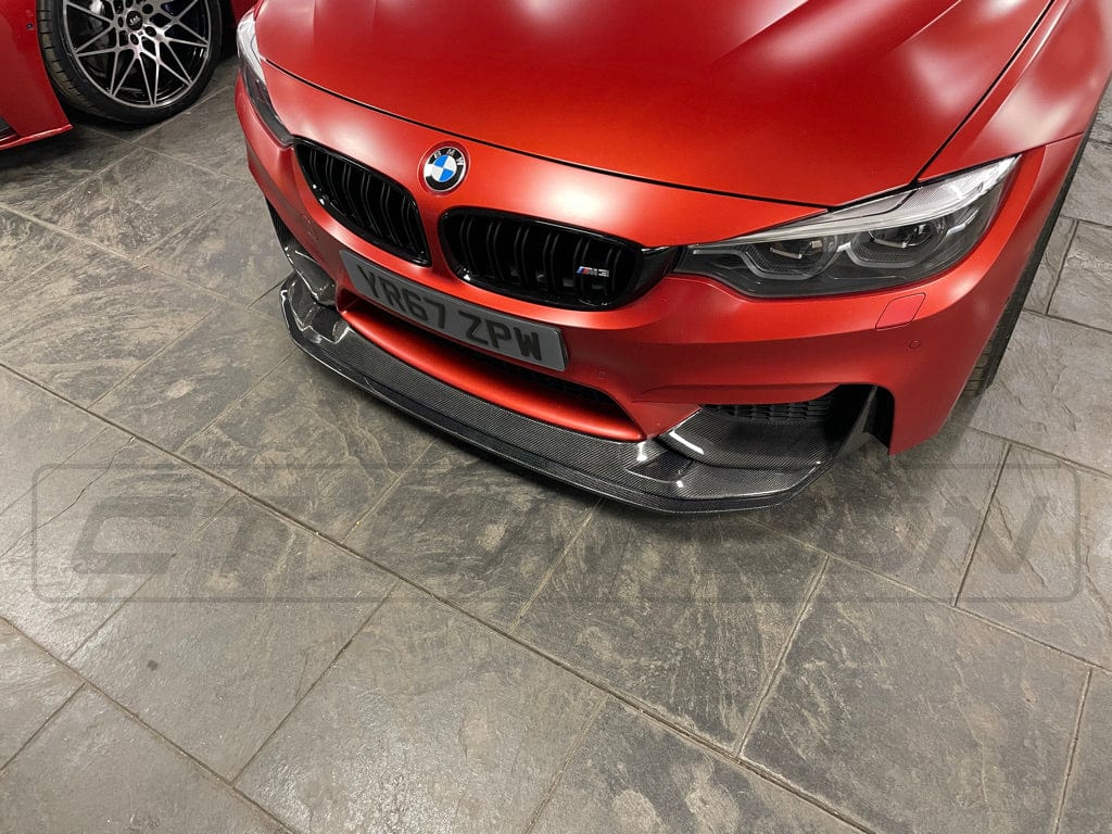 BMW M3/M4 F80 F82 F83 Carbon Fibre/Carbon Fiber Front Lip Splitter Spoiler - GTS & M Performance Style Gloss Front Bumper Chin Lip Aero Valance 2014-2020