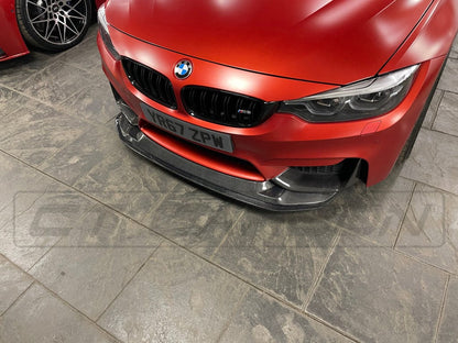 BMW M3/M4 F80 F82 F83 Carbon Fibre/Carbon Fiber Front Lip Splitter Spoiler - GTS & M Performance Style Gloss Front Bumper Chin Lip Aero Valance 2014-2020