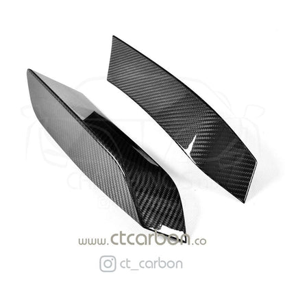 BMW M3 M4 F80 F82 F83 (2014-2020) Front Bumper Canards / Dive Planes / Winglets - Carbon Fibre CFRP Aero Flicks by CT Carbon - Upper Front Canard Kit for F8X, Lip/Splitter Compatible