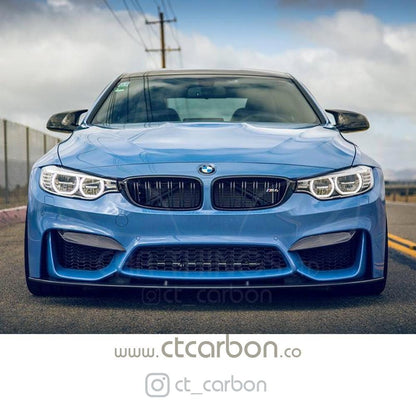 BMW M3/M4 F80 F82 F83 (2014-2020) Upper Front Bumper Carbon Fibre/Carbon Fiber Canards - Dive Planes, Aero Fins, Bumper Wings | F8X Pre-LCI/LCI