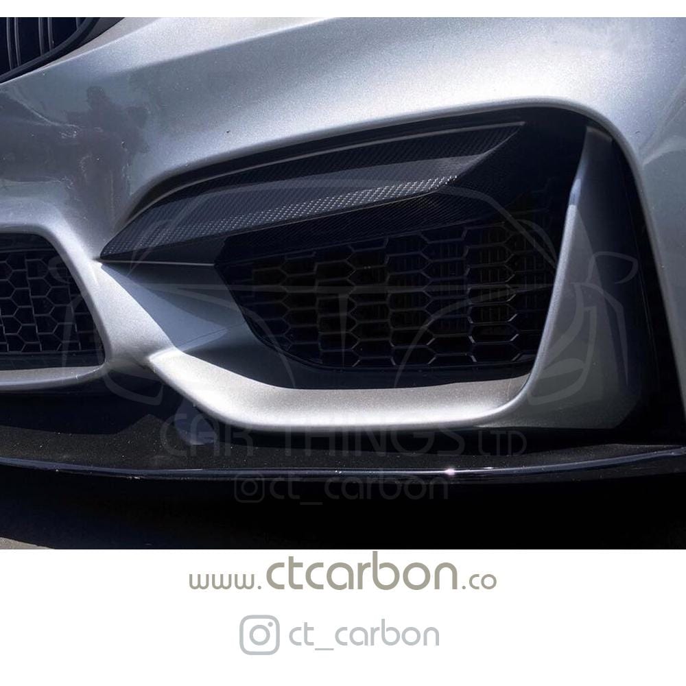 BMW M3/M4 F8X F80 F82 F83 (2014-2020) Front Bumper Canards - Carbon Fibre/Carbon Fiber Dive Planes, Winglets & Corner Fins - Upper Aero Kit by CT Carbon - M Performance Style