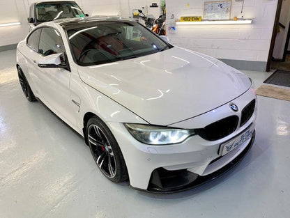 BMW M4 F82 Coupe Carbon Fiber/Fibre Body Kit/Aero Kit 2014-2020 – Full DTM & M Performance Style Exterior Pack: Front Splitter, Side Skirts, V-Style Boot Lip Spoiler, Rear Diffuser/Valance with Center Light – Gloss Carbon