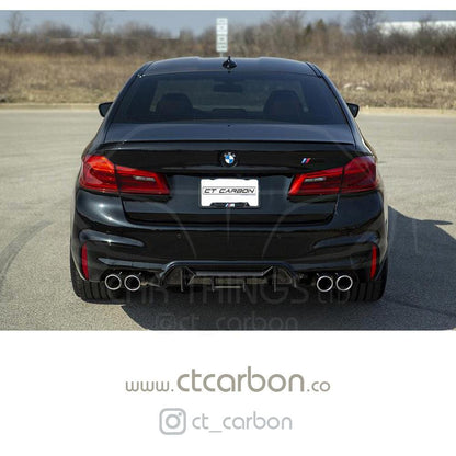 BMW M5 F90 Rear Diffuser MP/M Performance Style Gloss Carbon Fibre (Carbon Fiber) Rear Valance Splitter Lower Bumper Insert | 2017–2024 Saloon/Sedan | CT Carbon