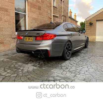 BMW 5 Series G30 (2017-2023) & M5 F90 (2017-2023) Carbon Fibre Rear Boot/Trunk Lip Spoiler - CS Club Sport M Performance Style Gloss Carbon Decklid Wing - CT Carbon OEM+ Saloon/Sedan