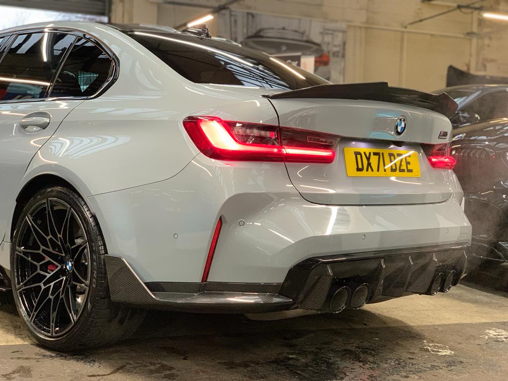 BMW 3 Series G20 / M3 G80 PS Style Carbon Fibre (Fiber) Rear Lip Spoiler – Boot/Trunk Lid Lip, Gloss Wet Carbon Tail Wing Blade – Fits 2018-2024 G20, 2021-2024 G80 Sedan/Saloon – CT Carbon