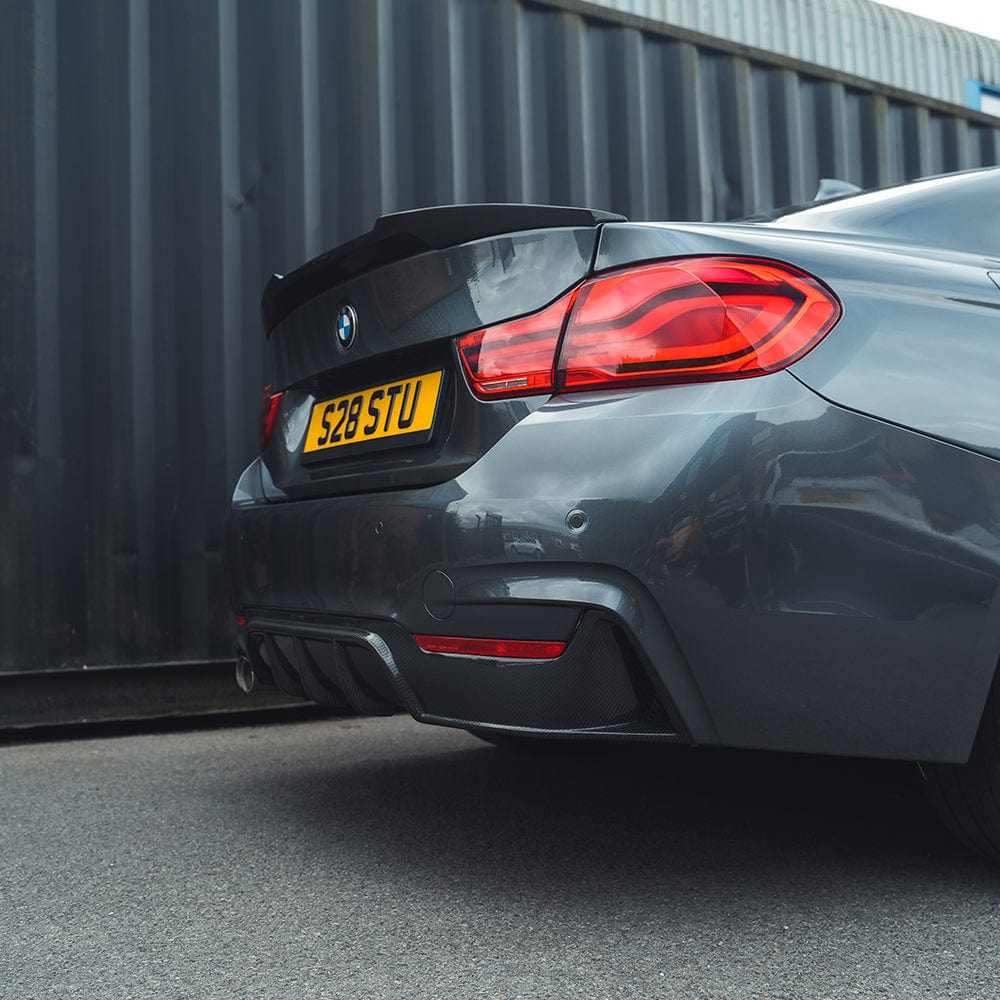 BMW 4 Series F32 Coupe 2013-2020 V Style Carbon Fibre/Fiber Boot Lip Spoiler - Rear Trunk/Decklid Lip Wing - Gloss Carbon Performance Tailgate Spoiler for 420i 428i 430i 435i 440i, M Sport & SE, CT Carbon