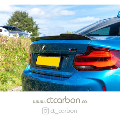 BMW M2 F87 / M2 Competition (M2C) & 2 Series F22 F23 Carbon Fibre/Carbon Fiber CS Style Rear Boot/Trunk Lip Spoiler Ducktail Decklid Wing - Coupe & Convertible 2014-2021 by CT Carbon
